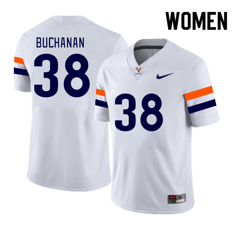 Women #38 Mekhi Buchanan Virginia Cavaliers College Football Jerseys Stitched Sale-White - Click Image to Close